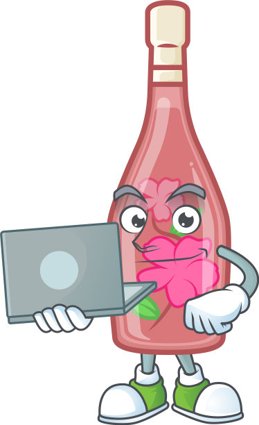 一个巧妙的粉色酒瓶和一台笔记本电脑图片下载