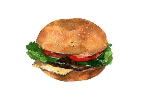 美味的汉堡，芝士，番茄，生菜，面包和s图片下载