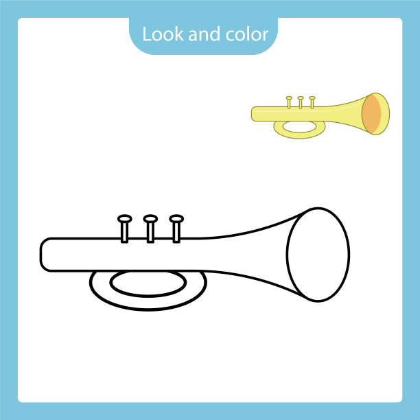 着色页轮廓喇叭玩具的例子图片下载