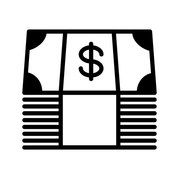 简约货币线条图标：美元现金符号矢量图，适用于APP和网站图片下载