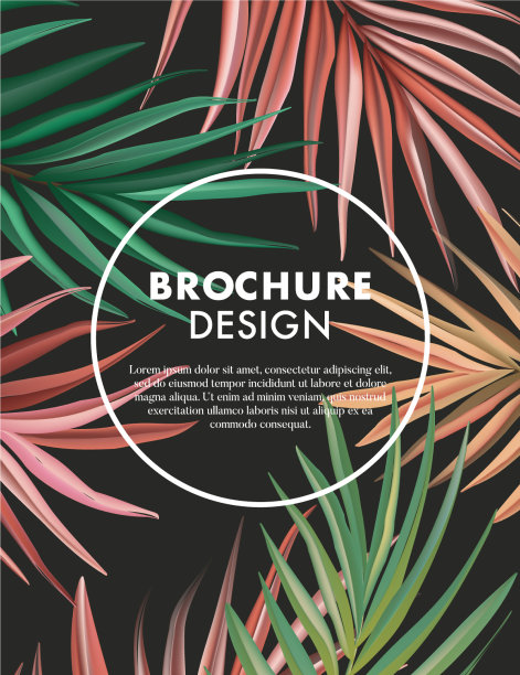 暗宏棕榈叶手绘设计现代图片下载