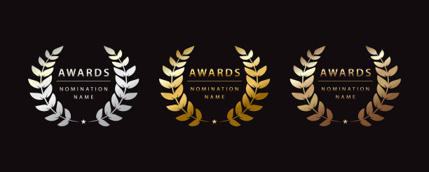 一套简单的奖励花环。矢量图图片下载