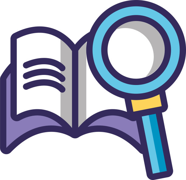 放大镜和学术书的线条和填充图片下载