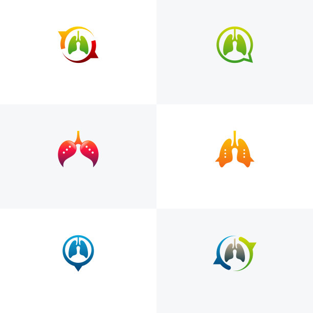 一套肺咨询标志设计矢量，肺论坛标志模板，肺护理图标图片下载