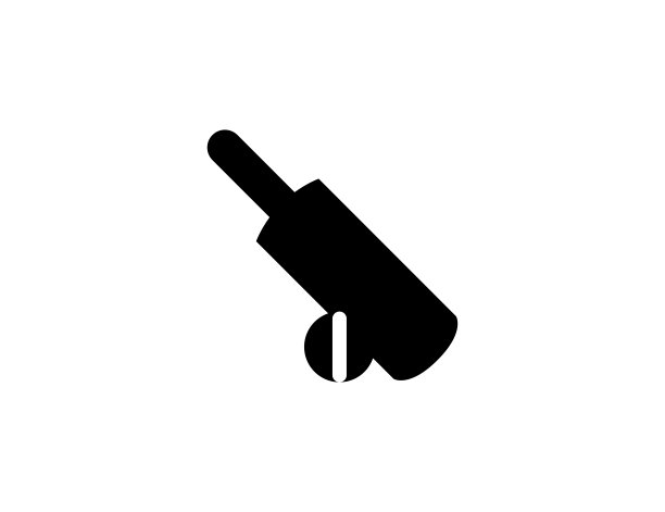 板球棒和球的图标。孤立板球运动平面符号向量图片下载