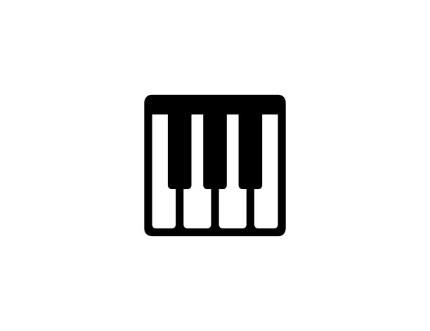 钢琴键盘图标。孤立的乐器，键盘符号-向量图片下载