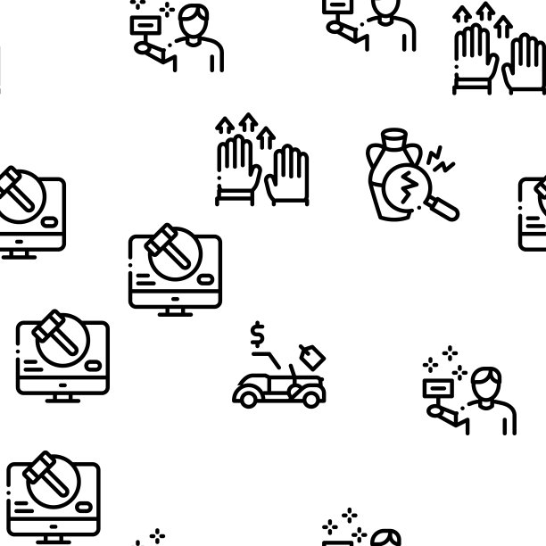 拍卖购买和出售商品图标设置向量图片下载