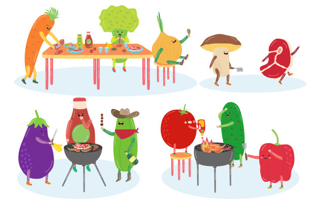 可爱的蔬菜微笑人物手绘户外图片下载