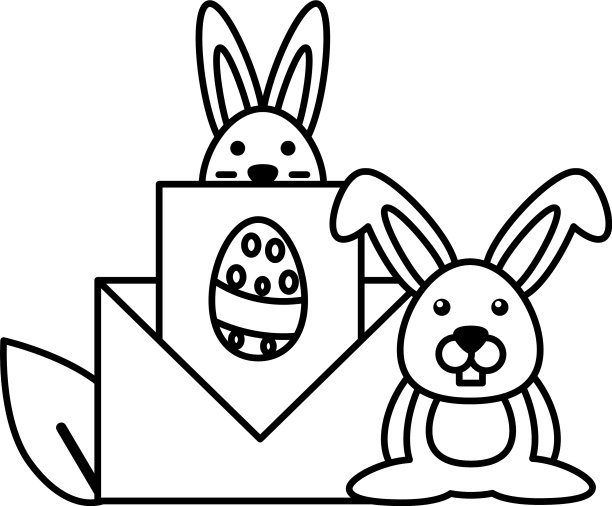 白色信封上的复活节兔子图片下载
