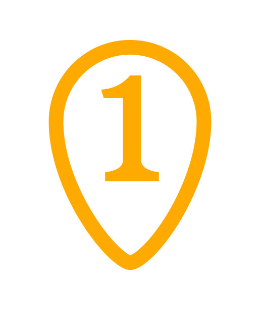 图标1在橙色大头针点孤立在白色，扁平货币1硬币货币，第一个符号与圆形形状，第一个象征成功或质量，图标1的赢家，简单的数字1按钮图片下载