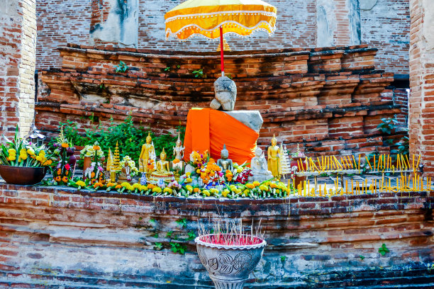 美丽的照片佛塔废墟，大城府拍摄于泰国图片下载