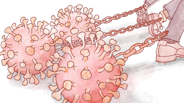 电晕病毒像镣铐一样限制了移动的自由图片下载