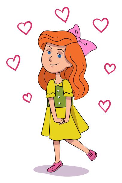 可爱的女孩在爱和梦幻，心的迹象飞图片下载