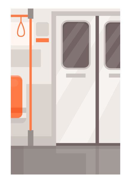 火车车门出口半平面矢量图图片下载