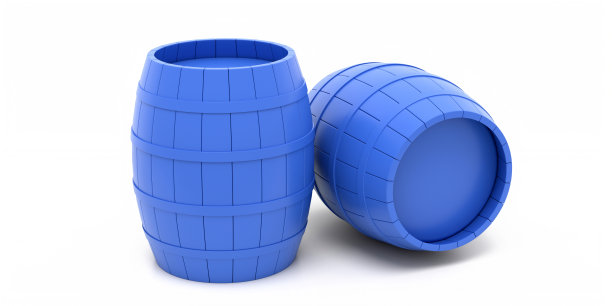 蓝色酒桶孤立在白色背景的3d插图图片下载