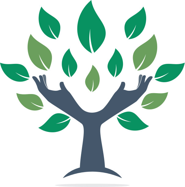 创意绿手树标志设计图片下载