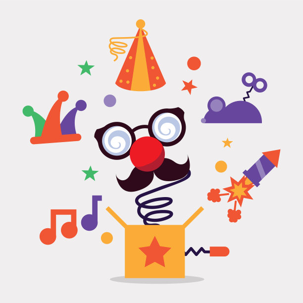 愚人节惊喜箱配笑脸漫画图片下载