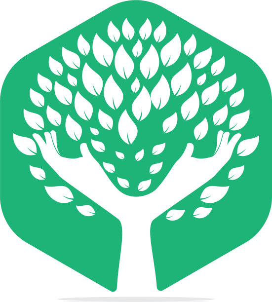 创意绿手树标志设计图片下载