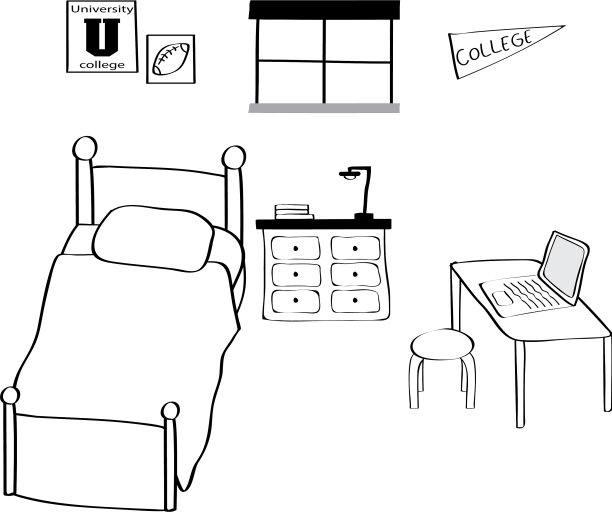 绘制的大学宿舍图片下载