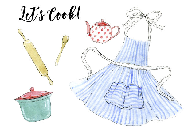 水彩孤立烹饪剪贴画图片下载