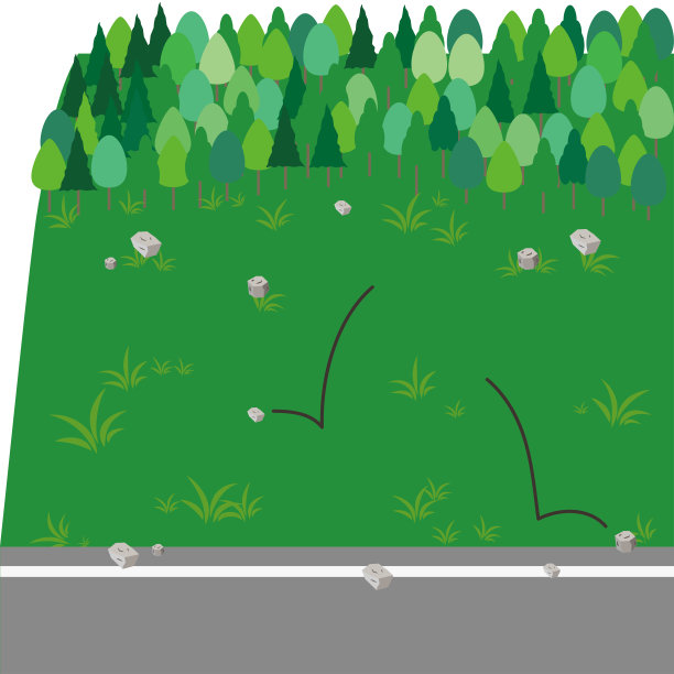 在一个危险的状态下，一个鹅卵石从斜坡上掉下来的插图。图片下载