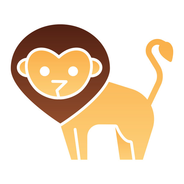 狮子扁图标简约风格的剪影图片下载