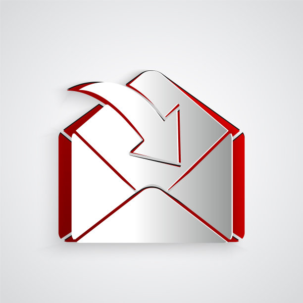 剪纸信封图标孤立在灰色图片下载