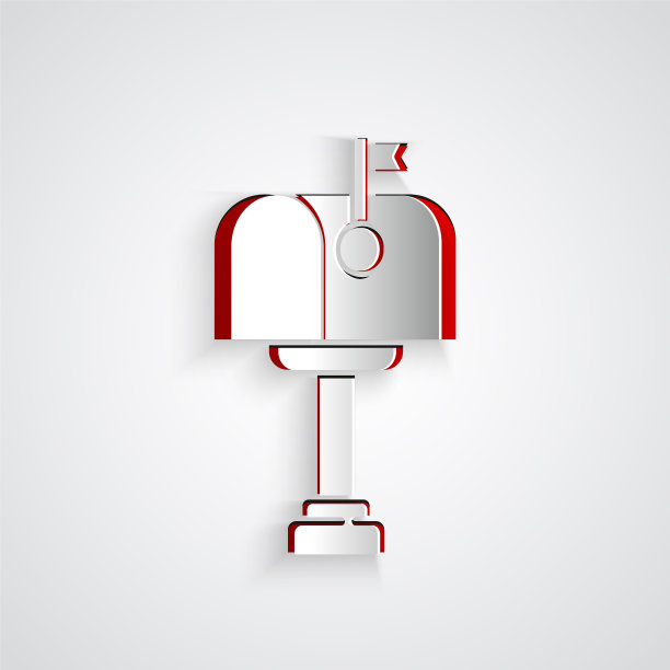 剪纸邮箱图标孤立在灰色图片下载