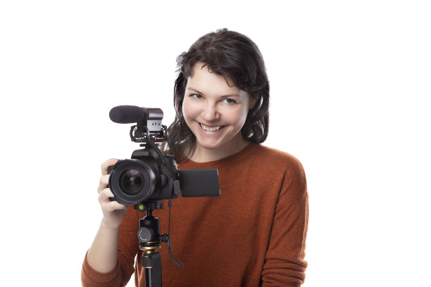 艺术学生拿着相机学习成为电影制作人图片下载