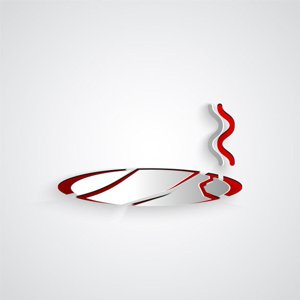 纸切雪茄与烟雾图标孤立在灰色图片下载