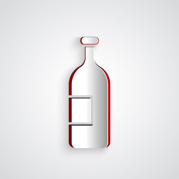 纸切割酒精饮料瓶图标孤立上图片下载