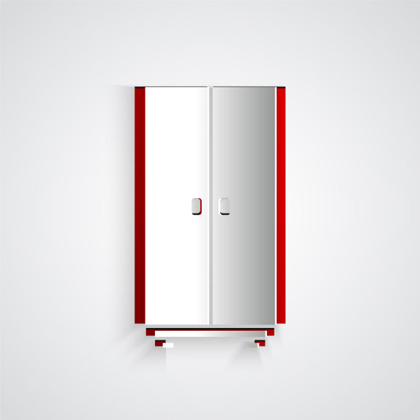 剪纸衣柜图标孤立在灰色图片下载