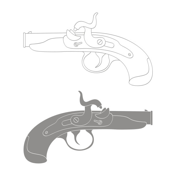 黑白图标与旧手枪图片下载