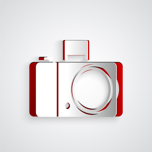 剪纸照片相机图标孤立在灰色图片下载