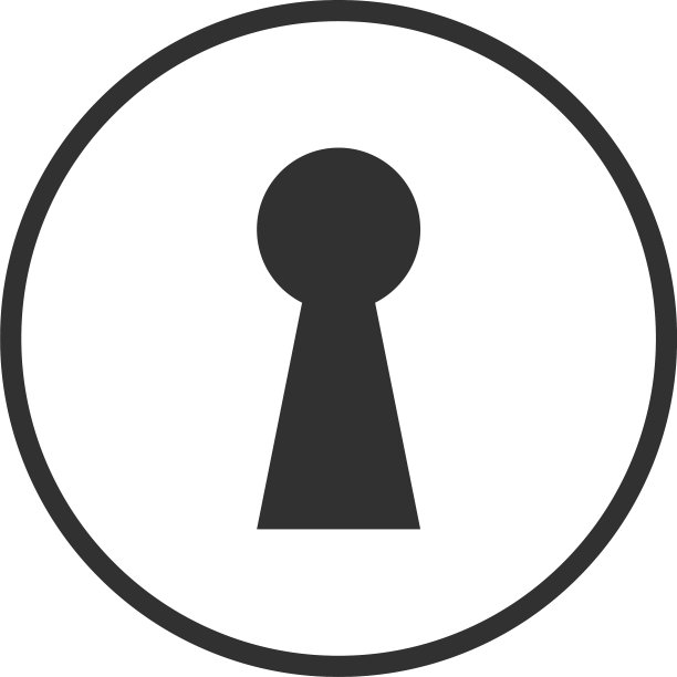 圆内的锁孔图标，股票孤立在白色上图片下载