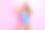 hot figure女士的照片长直发异国情调的度假派对狂欢好心情穿太阳眼镜白色蓝色条纹的紧身衣孤立的淡粉色背景图片下载