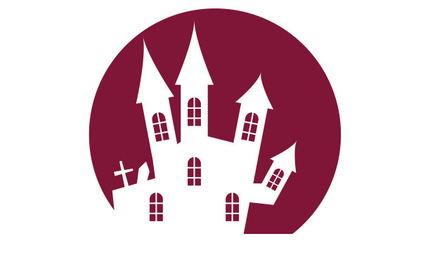 古堡的万圣节图标的插图图片下载