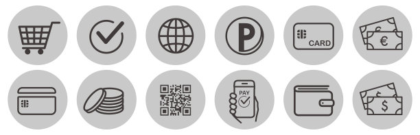 无现金和金钱矢量图标集图片下载