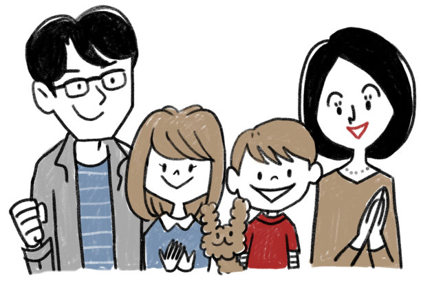 家人与狗和微笑图片下载