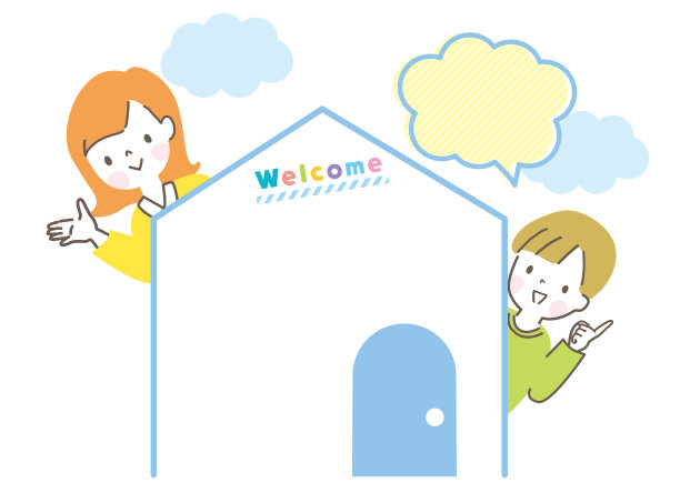 微笑的家庭和可爱的房子图片下载