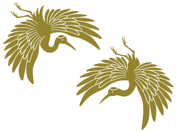 两只鹤在飞的剪影插图图片下载