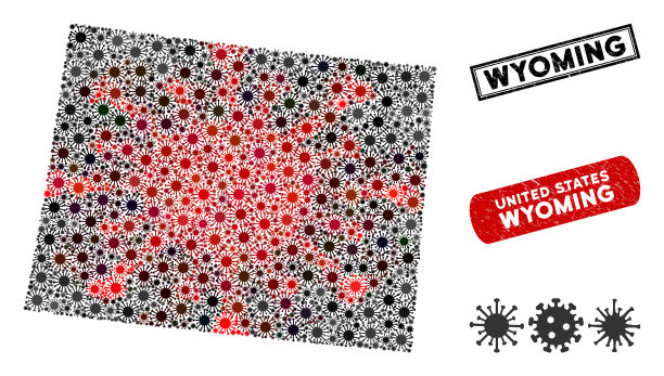 怀俄明州的冠状病毒马赛克地图图片下载
