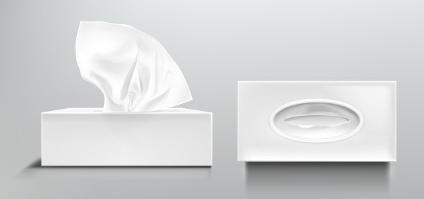 打开和关闭的盒子与白纸餐巾图片下载