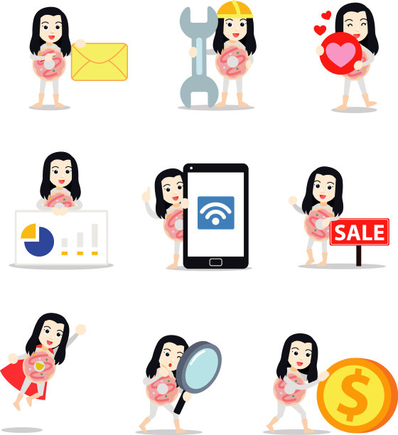 设定角色女人穿着甜甜圈服装图片下载