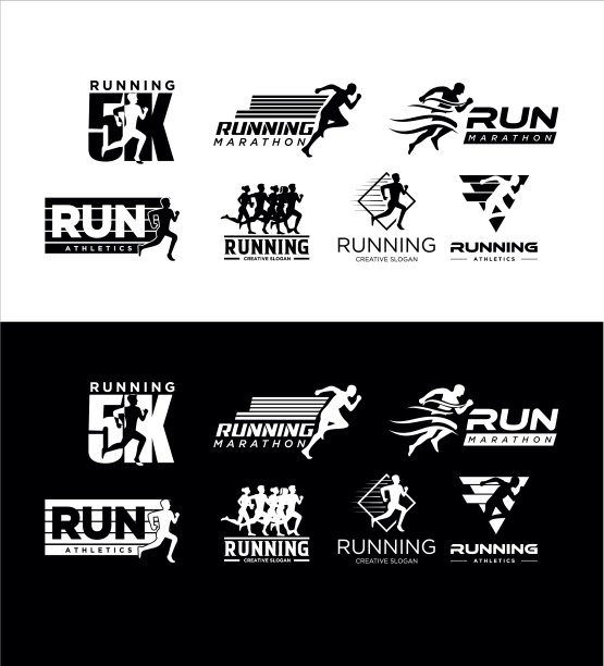 设定运行标志剪影设计库存图片下载