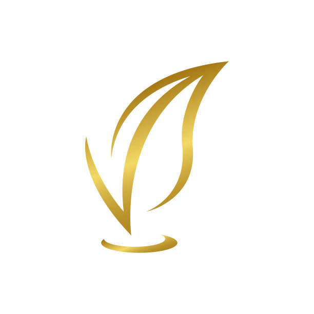 V金色叶子logo设计图片下载