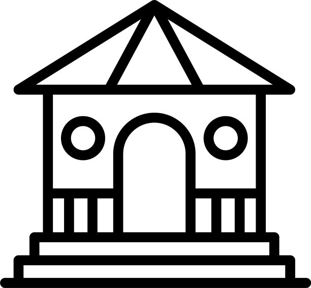 公园凉亭图标轮廓风格图片下载