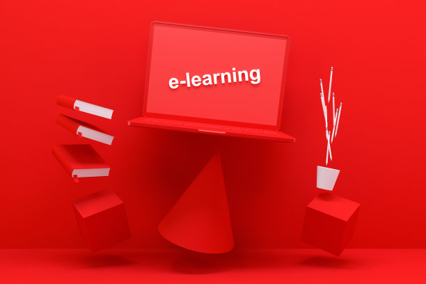 电子学习概念，电脑屏幕与电子学习文本图片下载