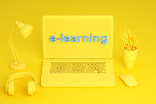 电子学习概念，电脑屏幕与电子学习文本图片下载