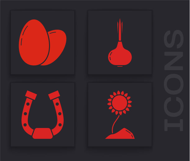 把葵花籽、鸡蛋、洋葱和马蹄铁放好图片下载